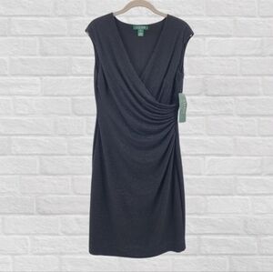 Lauren Ralph Lauren Black‎ Sparkle Surplice Faux Wrap Cap Sleeve BNWT 8 …